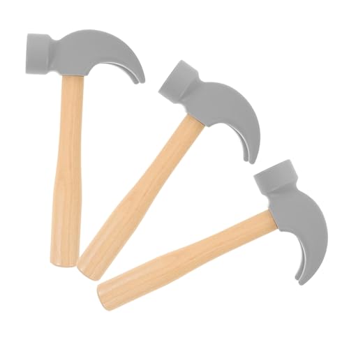 WEKAMOS 3 Stück Teiliges Holzhammer Spielset für Nachhaltigem Holz mit Glatten Kanten Sicher und Leicht Pädagogisches Montessori Werkzeugspielzeug zum für Geburtstagsfeiern und von WEKAMOS