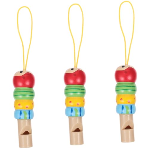 WEKAMOS 3 Stück Teiliges Holzpfeifen Tragbares Kleines Musikinstrument Bunte Tierform Spielerisches Lernspielzeug für Kleinkinder Geeignet für Party Schule Reisen von WEKAMOS