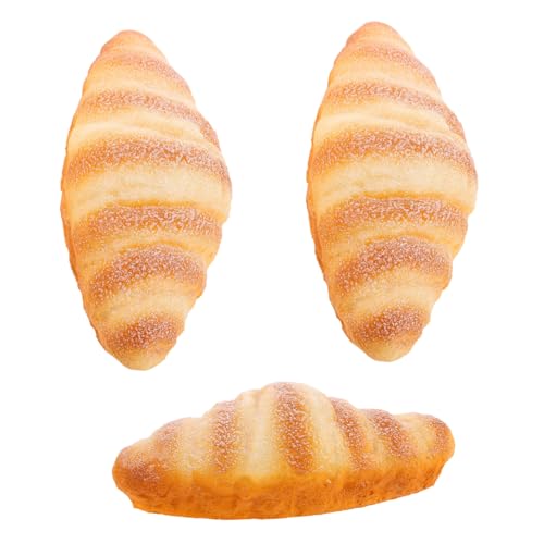 WEKAMOS 3 Stück Teiliges Künstliches Brot Deko Realistisch Gestaltete Simulation Croissants Lebensnahe Brotdarstellung für Bäckerei Restaurant und Food Fotografie Vielseitige von WEKAMOS