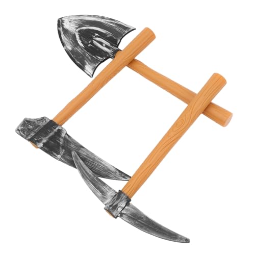 WEKAMOS 3 Stück Teiliges Zwerg Kostüm Requisiten Set mit Spitzhacke Sense und Schaufel Realistische Halloween Party Bühnenperformance Zubehör für Rollenspiele und Karneval von WEKAMOS
