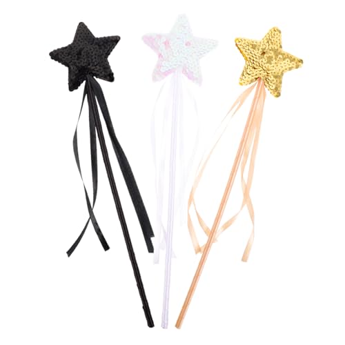 WEKAMOS 3 Stück Teiliges für Sternförmige Feenstäbe mit Glitzer Handlicher Hexenstab für Bühnenauftritte Kostümspiele Geburtstagsfeiern und Halloween Farbmix Gold Rosa von WEKAMOS