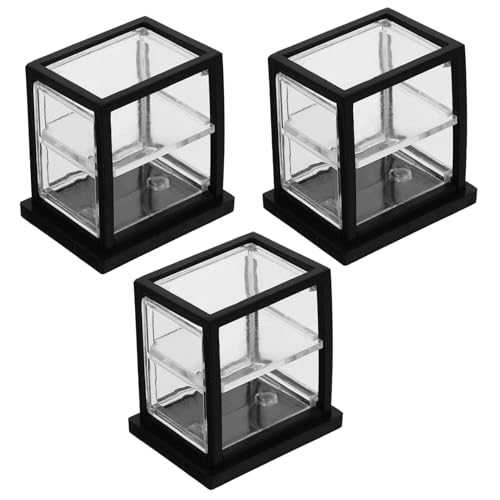 WEKAMOS 3 Stück Transparente Vitrine Miniatur Puppe Showcase Anzeige Für Realistisch Dekorationen Winzig Klein Schaufenster Minikühlschrank Tortendeko Einschulung Minischrank Abs Black von WEKAMOS