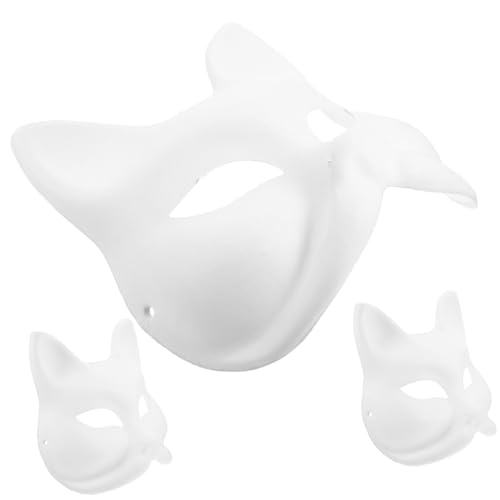 WEKAMOS 3 Stück Weiße DIY Papiermaske Leere Maske für Cosplay Maskerade und Kreative Bastelprojekte für Halloween Party und Kinderaktivitäten von WEKAMOS