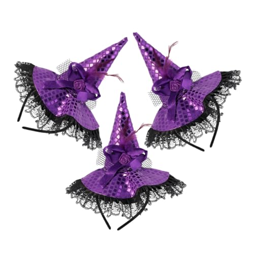 WEKAMOS 3 Teiliges Halloween Und Damen Kleidungsset Mit Hut Niedlichem Verkleidungskostüm Zubehör Mit – Reifenzubehör Party Und Gastgeschenk Dekorationen Pailletten Hexen Haarband von WEKAMOS