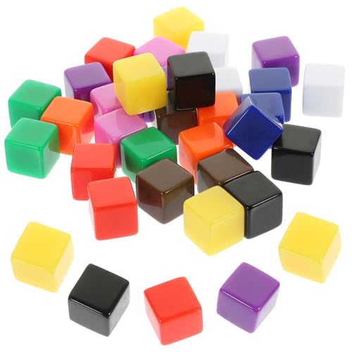 WEKAMOS 30 Stück Teiliges Farbige Blanko würfel aus Kunststoff DIY Spielwürfel für Leichte Glatte Lernwürfel zum Bemalen und Basteln für Lernspiele und Würfelspiel zubehör von WEKAMOS