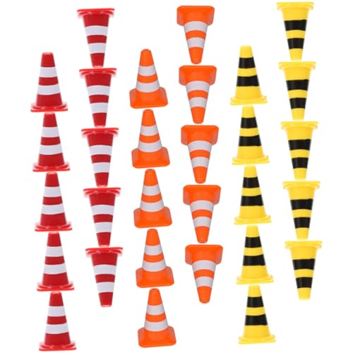 WEKAMOS 30 Stück Teiliges Mini verkehrshütchen Kunststoff mit Roten Gelben und Orangen Kegeln Kindersicheres Lernspielzeug für Verkehrserziehung und Kreatives Leicht Kompakt und Dekorativ von WEKAMOS