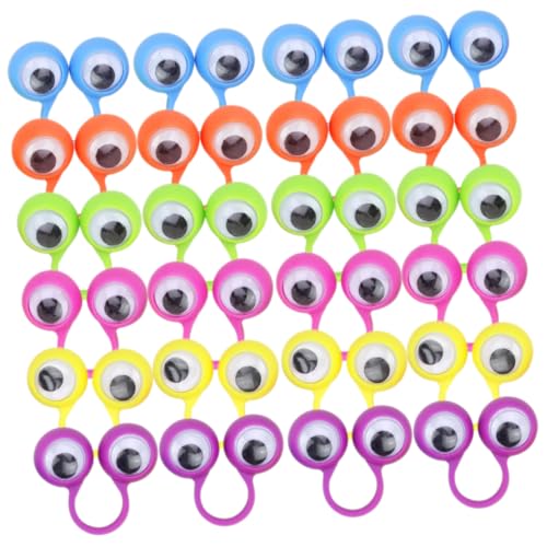 WEKAMOS 36 Stück Fingeraktivitätsring Party Augäpfel Halloween- Augen Augapfelring aus Kunststoff lustiger Augapfelring Auge Fingerpuppe Plastik Zufällige Farbe von WEKAMOS