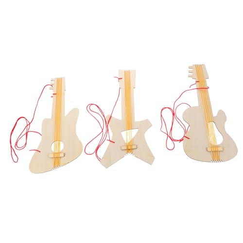 WEKAMOS 3Stücke Holz Gitarre für DIY Musikinstrumente aus Holz für Kreative Projekte Musikinstrumentenparty Hochzeit und Geburtstagsfeiern Fördert Musikalische Entwicklung von WEKAMOS