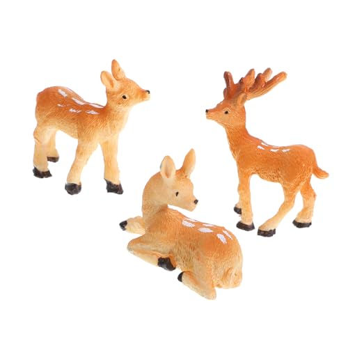 WEKAMOS 3Stücke Mini Hirschfiguren aus Harz Realistische Mikrolandschafts Dekoration Ornament für Tisch und Garten für DIY Bonsai Projekte von WEKAMOS