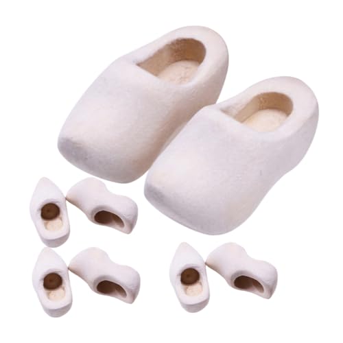 WEKAMOS 4 Paare Mini Holzschuhe Unlackierte Puppenhaus Schuhe DIY Klompen Schlüsselanhänger Miniatur Holz Schuhe für Puppenhaus Dekoration und Bastelzubehör von WEKAMOS