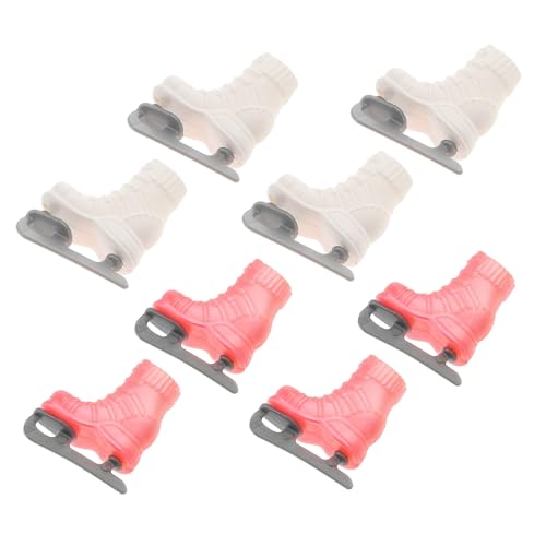 WEKAMOS 4 Paare Miniatur Eislaufschuhe für Puppen Realistische Puppenhaus Deko Kunststoff Rollschuhe Vielseitig für DIY Bastelprojekte Robust und Detailreich Puppenzubehör von WEKAMOS