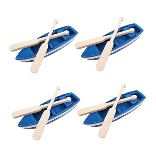 WEKAMOS 4 Sätze Mini Holzruderboot Deko Ornamente DIY Materialien für Strand Meer Mikrolandschaft Puppenhaus Gartendekoration von WEKAMOS