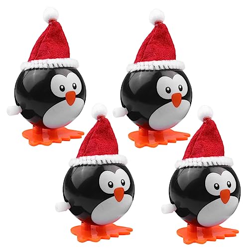 WEKAMOS 4 Stück Aufziehspielzeug Weihnachts Pinguin mit Hut Mechanisches Kinderspielzeug für Jungen und Mädchen Tragbar und Vielseitig als von WEKAMOS