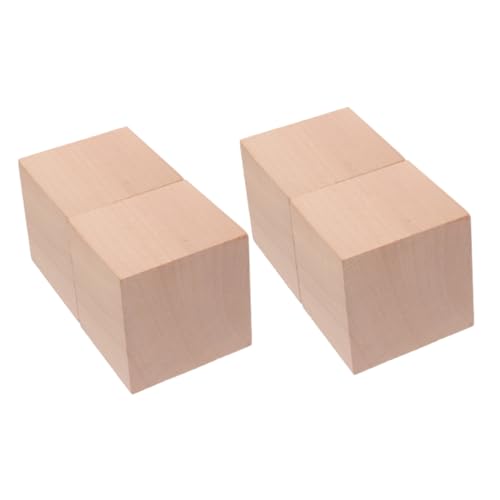 WEKAMOS 4 Stück Bausteine ​​lehrmittel Unfertige Holzwürfel Kleine Holzwürfel Quadratische Holzblöcke Lernspiel Vorschulblöcke Leere Holzwürfel Holzklötze Bauen Hölzern Khaki von WEKAMOS