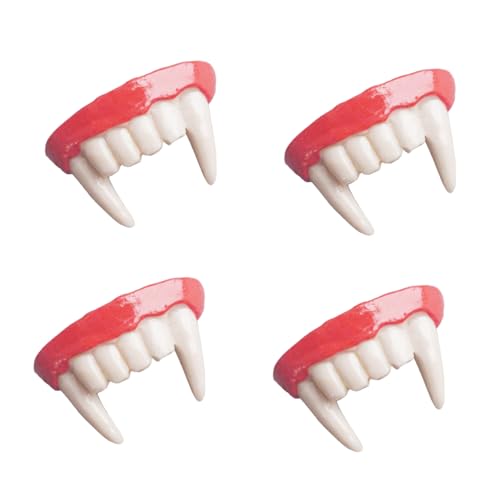WEKAMOS 4 Stück Halloween Vampirzähne Wiederverwendbare Spukzähne für Erwachsene Sicherer Sitz Komfortabel für Cosplay Party und Rollenspiele Gruselige Kostümzubehör für Halloween und von WEKAMOS