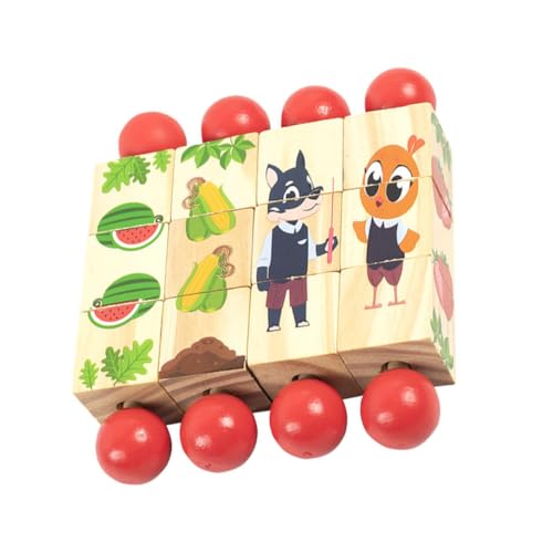 WEKAMOS 4 Stück Holz Rotierendes Tierpuzzle Pädagogisches Lernspielzeug für Kleinkinder für Geburtstagsgeschenke und Feiertage Sicher und Hautfreundlich Fördert Intelligentes von WEKAMOS