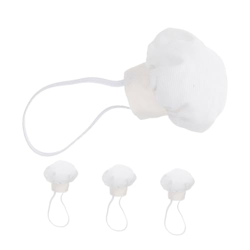 WEKAMOS 4 Stück Miniatur Kochmützen aus Baumwolle für Puppen Weiße Doll Accessories Strapazierfähige Mini Doll Hats für DIY Bastelprojekte Puppenhausdekoration und Rollenspiele von WEKAMOS