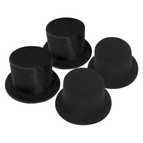WEKAMOS 4 Stück Miniatur Schneemann Hüte Teiliges Kleine Schwarze Mini Mützen aus Filz und Glänzendem DIY Bastelaccessoires für Puppen Haustiere und Festliche Dekoration Vielseitig von WEKAMOS