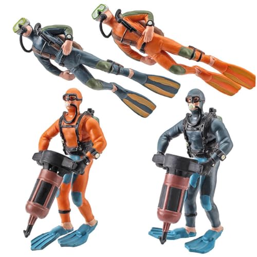 WEKAMOS 4 Stück Miniatur Taucher Figur Teilig Kleine Schwimmende Deko für Aquarium und Fischbecken Leichte Detailreiche Taucherfiguren für Lebendige Zufällige Farbe von WEKAMOS