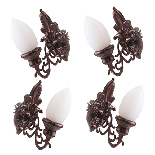 WEKAMOS 4 Stück Miniatur Wandlampe Dekorative Leuchten für Puppenhaus und Sandtisch Warmgelbes Licht Exquisites Design Sicheres Material für DIY Miniaturen von WEKAMOS