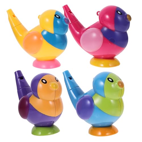 WEKAMOS 4 Stück Pack Cartoon Vogel Pfeife für Wasserspielzeug für Badewanne Babyspielzeug mit Sanften Kanten für Sommer und Geburtstagsfeiern von WEKAMOS