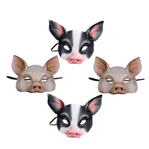 WEKAMOS 4 Stück Party Schweinemaske Cosplay Masken Für Damen Tier Halbgesichtsmaske Halloween Masken Halbgesichts Tiermasken Schweinemaske Für Karneval Halloween Dekorative Maske von WEKAMOS