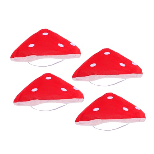 WEKAMOS 4 Stück Pilzhut Kostüm-accessoire mit Weiß Gepunktetem Rötlichem Hut Leichter Kleiner Kopfumfang Bequem für Cosplay Party und Bühnenauftritte von WEKAMOS