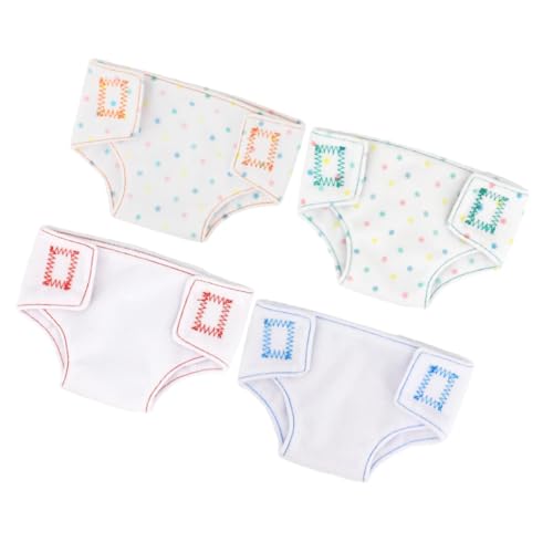 WEKAMOS 4 Stück Puppen Stoffwindeln Unterhosen für Puppen Weiche Bunte Puppenunterwäsche Verstellbar Zubehör für Rollenspiele und Puppenkleidung von WEKAMOS