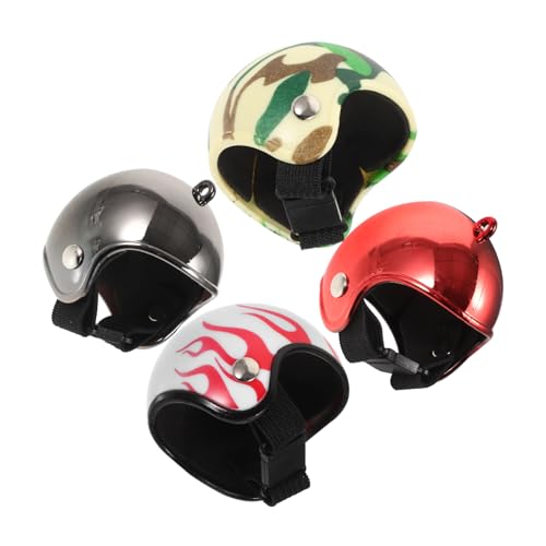 WEKAMOS 4 Stück Puppenhaus -Helmspielzeug klein Bantam- Hühnerschutzhelm kreativer Hühnerhelm winzige Hüte Helm für Huhn Haustier Helm Mini-Hühnerhelme Helm für Vogel Hut für Huhn Eisen von WEKAMOS