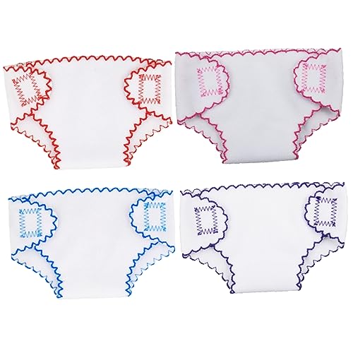 WEKAMOS 4 Stück Puppenwindeln Wiederverwendbare Unterhosen für Puppen Puppenzubehör Rosa Rot und Blau für Rollenspiele und Kreative Kinderaktivitäten von WEKAMOS