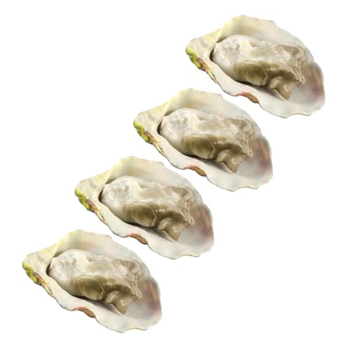 WEKAMOS 4 Stück Realistische Teiliges Fake Food Muscheln Modell Künstliche Austern Dekorationsset für Küchen Laden Fotografie Leichte Tragbare Simulation für Basteln von WEKAMOS