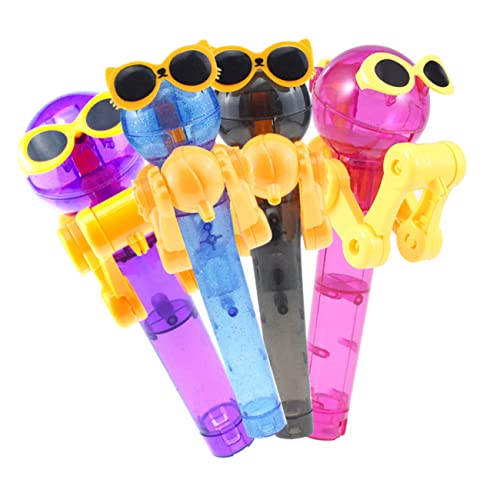 WEKAMOS 4 Stück Teiliges Cartoon Roboter Lutscherhalter aus Kunststoff Lustiger Dinosaurier Lollipop Aufbewahrungskoffer für Pop Up Design Kreatives für Jungen und Mädchen von WEKAMOS