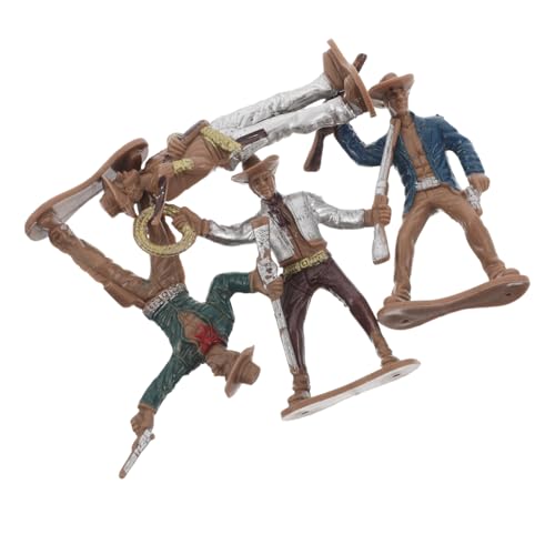 WEKAMOS 4 Stück Teiliges Cowboy Modell Set für Western Party Dekorationen Miniatur Cowboy Figuren für Sammler und Enthusiasten Detailreiche Statue im Authentischen Western Stil von WEKAMOS