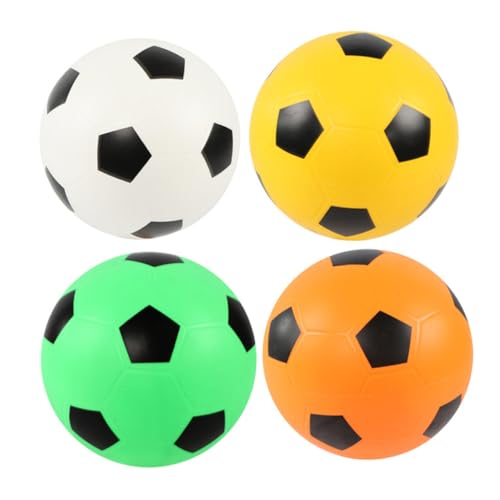 WEKAMOS 4 Stück Teiliges Fußballspielzeug Softbälle in Weiß Gelb Orange Grün Robust und Farbecht für Drinnen und Draußen Bunter Fußball für Jungen und Mädchen von WEKAMOS