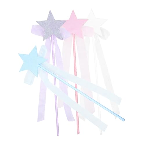 WEKAMOS 4 Stück Teiliges Glitzer Stern Zauberstäbe in Leichte Feenstäbe für Party Cosplay Halloween und Geburtstagsfeier Langlebige Verarbeitete Magische Stäbe Dekoration von WEKAMOS