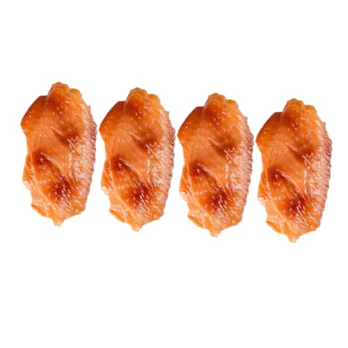 WEKAMOS 4 Stück Teiliges Künstliche Hähnchenflügel aus Flexiblem PVC Lebensechte Dekoration und Fotorequisiten für Restaurant Bäckerei Party und Innenbereich Langlebig und Vielseitig von WEKAMOS