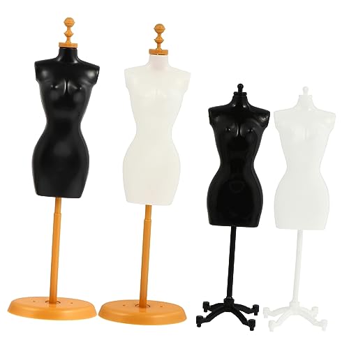 WEKAMOS 4 Stück Teiliges Mini Puppenständer Kunststoff Mannequin Halter für Puppenkleider Display Sicher Glatt für Puppenhaus Dekoration und Kreativitätsspielzeug von WEKAMOS