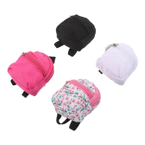 WEKAMOS 4 Stück Teiliges Mini Rucksack aus Polyester Funktionaler Reißverschluss Stabile und Leichte Mini Schultaschen für Puppen DIY Freundlich mit Unbedruckter Oberfläche für Puppenhaus von WEKAMOS