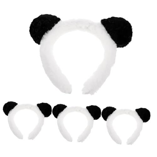 WEKAMOS 4 Stück Teiliges Panda Ohren Haarband Niedliche Cosplay Kopfbedeckung für Kostüm Themenpartys Leichter Bequemer Panda Kopfschmuck für Karneval und Festveranstaltungen von WEKAMOS