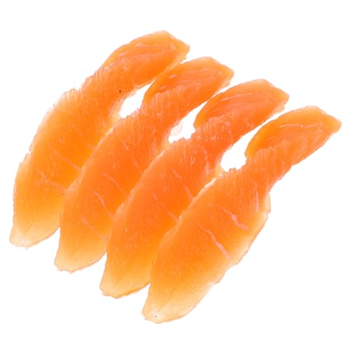 WEKAMOS 4 Stück Teiliges Realistisch Aussehender Spiel Lachsscheiben aus Robustem Farbecht und Langlebig Fake Food für Kinderküchen Fotorequisiten Dekoration bei Partys und Events von WEKAMOS