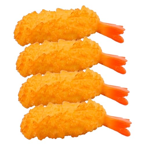 WEKAMOS 4 Stück Teiliges Realistische Tempura Spielzeugmodelle Künstliche Lebensmittel Dekoration für Küche und Fotografie Lebensechte Garnelen für Kreative Szenen und Spielzeugverwendung von WEKAMOS