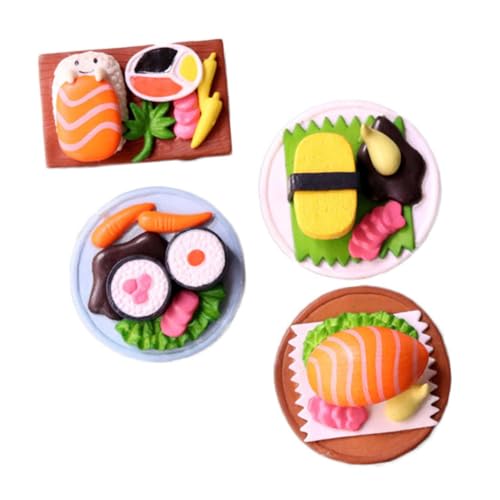 WEKAMOS 4 Stück Teiliges Realistisches Japanisches Sushi Modell Detailgetreue Miniatur Dekoration für Puppenhäuser Vielseitiges Kunst Sushi für Büro Geschenkidee von WEKAMOS