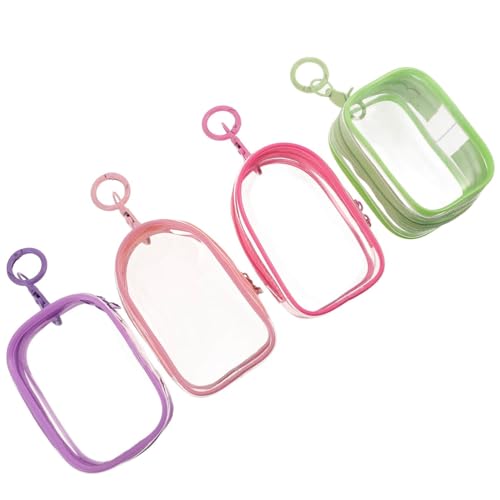 WEKAMOS 4 Stück Teiliges Transparentes Mini Figuren Display täschchen mit Schlüsselanhänger Tragbare Kleine Sammelobjekt Tasche Staubdicht Leicht für Reise und Alltag von WEKAMOS