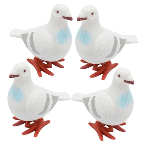 WEKAMOS 4 Stück Teiliges Wind Up Tauben Kleine Springende Taubenfiguren aus Leichtem Material Wiederverwendbar und Langlebig als Goodie Bag Füller für Partys von WEKAMOS