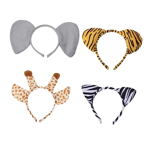 WEKAMOS 4 Stück Tierohren Haarreif für Erwachsene Teiliges Cosplay Zubehör mit Tiger Elefant Giraffe und Zebra Kopfbedeckung für Partys und Karneval WEKAMOS 4 Stück Tierohren Haarreif für Erwachsene Teiliges Cosplay Zubehör mit Tiger Elefant Giraffe und Zebra Kopfbedeckung für Partys und Karneval von WEKAMOS