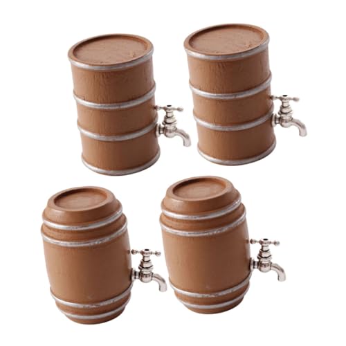 WEKAMOS 4stücke Miniatur-weinfass Aus Holz Bierfass Modell Figur Getränkezubehör Für Dekoration Mikrolandschaft Feengarten Bar Realistisches Design von WEKAMOS