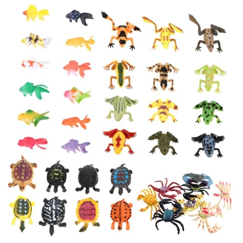 WEKAMOS 40 Stück Teiliges Realistische Meerestiere aus Kunststoff Bunte Detailgetreue Modelle Wie Frosch Goldfisch Schildkröte Krabbe Pädagogisch für Meer Dekoration von WEKAMOS
