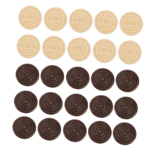 WEKAMOS 48 Stück Teiliges Holz Spielsteine Runde Schach und Damefiguren Einfache Holz Spielsteine Langlebig Vielseitig für Brettspiele und Kartenspiele Natürliches Holzfarben Mix von WEKAMOS