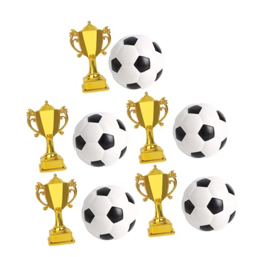 WEKAMOS 5 Sätze Mini Fußball Pokale aus Stabilem Kunststoff Goldfarbene Kleine Trophäen für Kindergeburtstag und Sportfeier Dekorative Fußball Cake Topper und Party von WEKAMOS