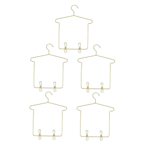 WEKAMOS 5 Sätze Miniature Kleiderbügel für Puppenhaus Draht Kleiderständer mit Clips für Puppen Outfits für Aufbewahrung und Präsentation von Puppenbekleidung Goldfarben WEKAMOS 5 Sätze Miniature Kleiderbügel für Puppenhaus Draht Kleiderständer mit Clips für Puppen Outfits für Aufbewahrung und Präsentation von Puppenbekleidung Goldfarben von WEKAMOS